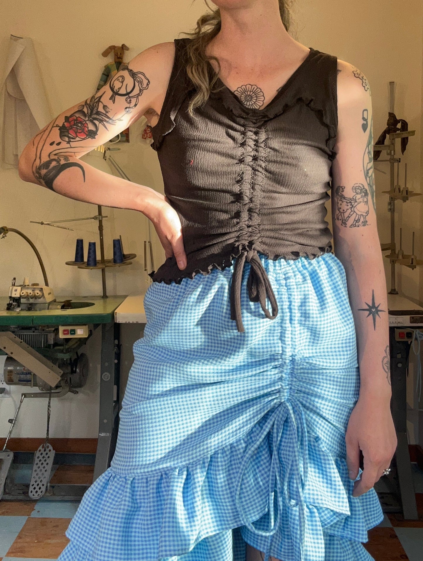 Belle Skirt - Turquoise Gingham