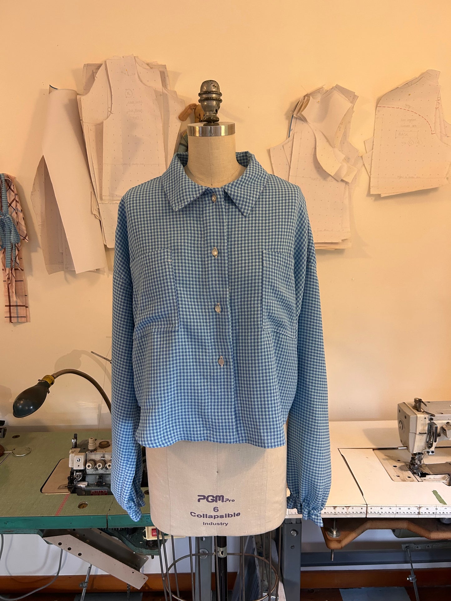 Trapeze Shirt - Turquoise Gingham