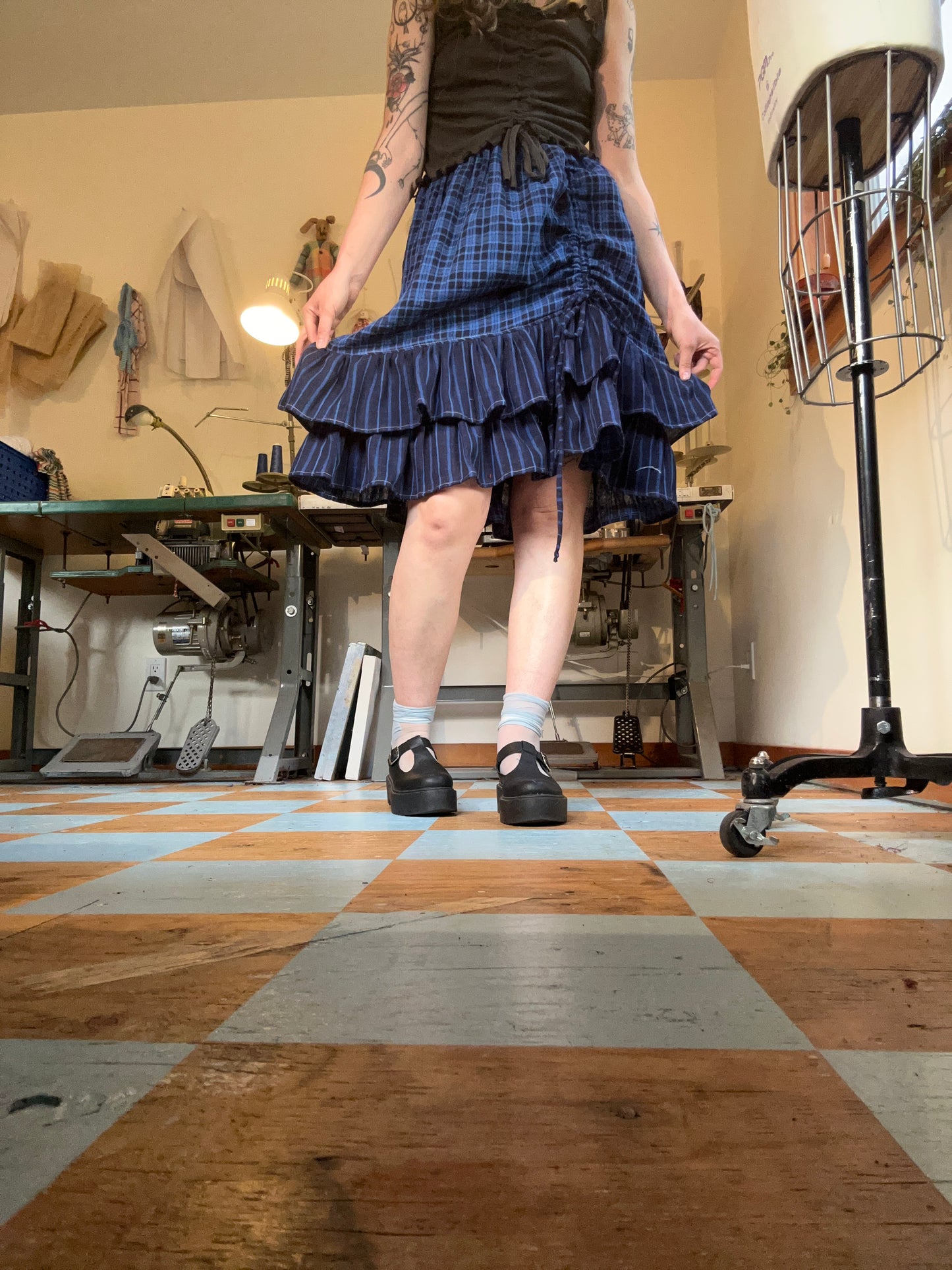 Belle Skirt - Blue Plaid