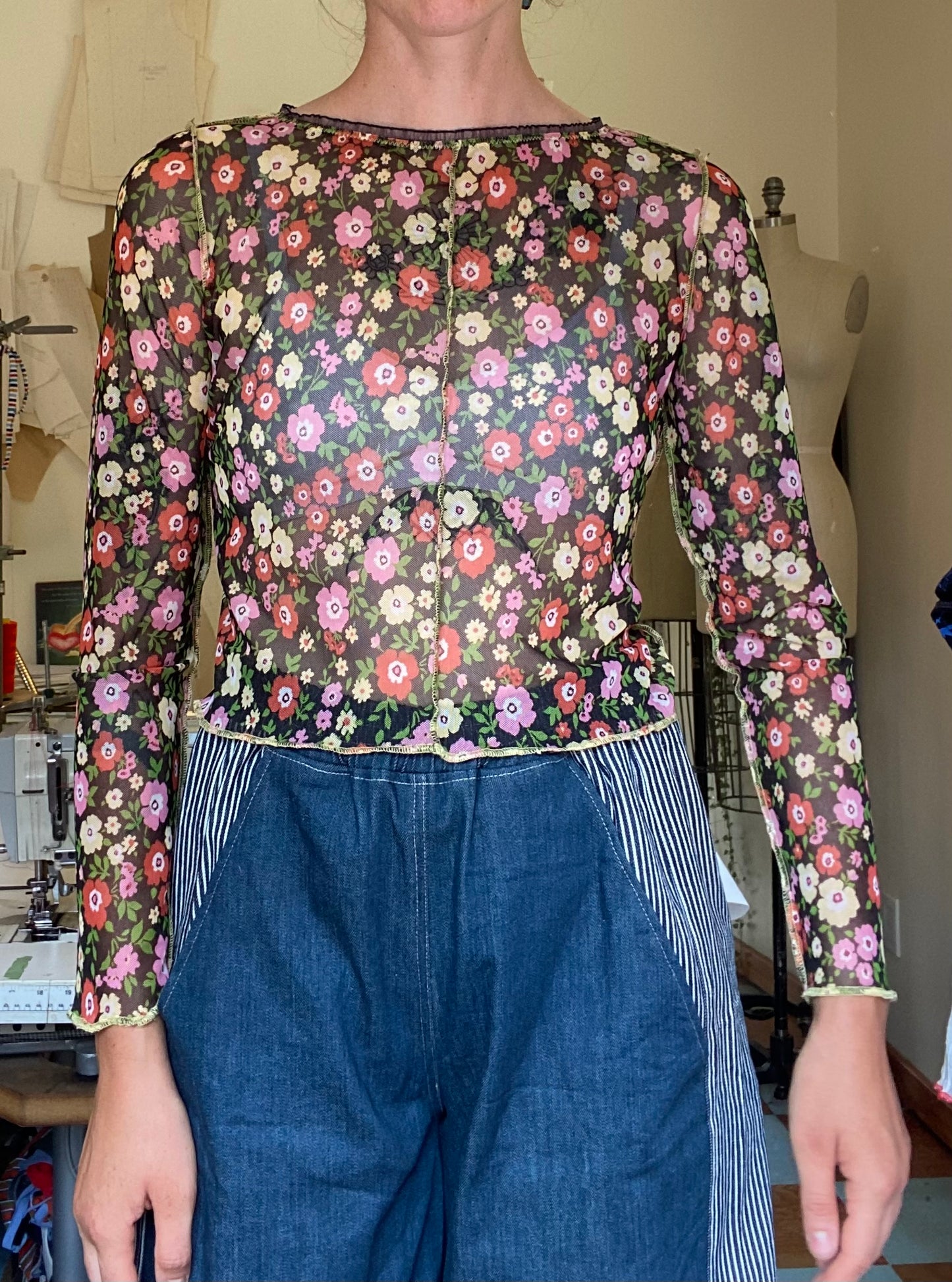 Mesh Longsleeve - Wildflowers Print - S