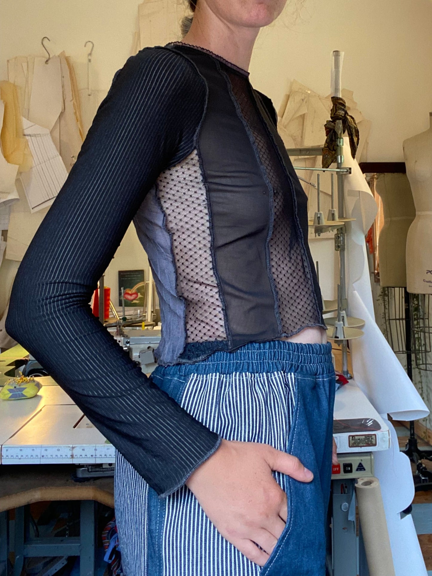 Mesh Longsleeve - Patchwork - S