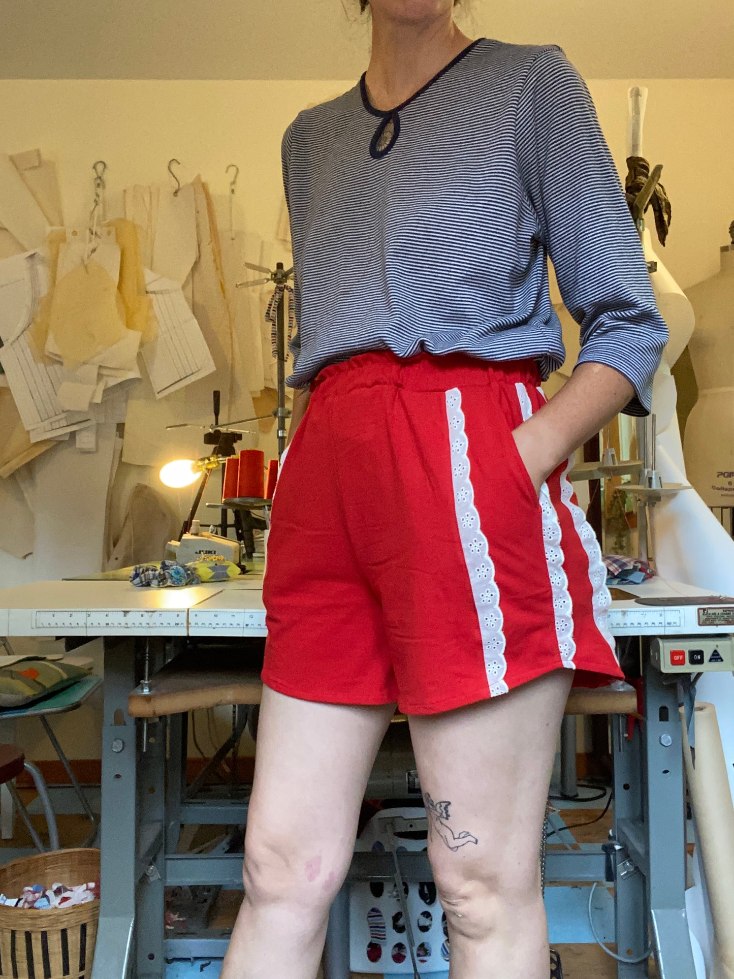 Summer Camp Shorts - Red Jersey + Lace