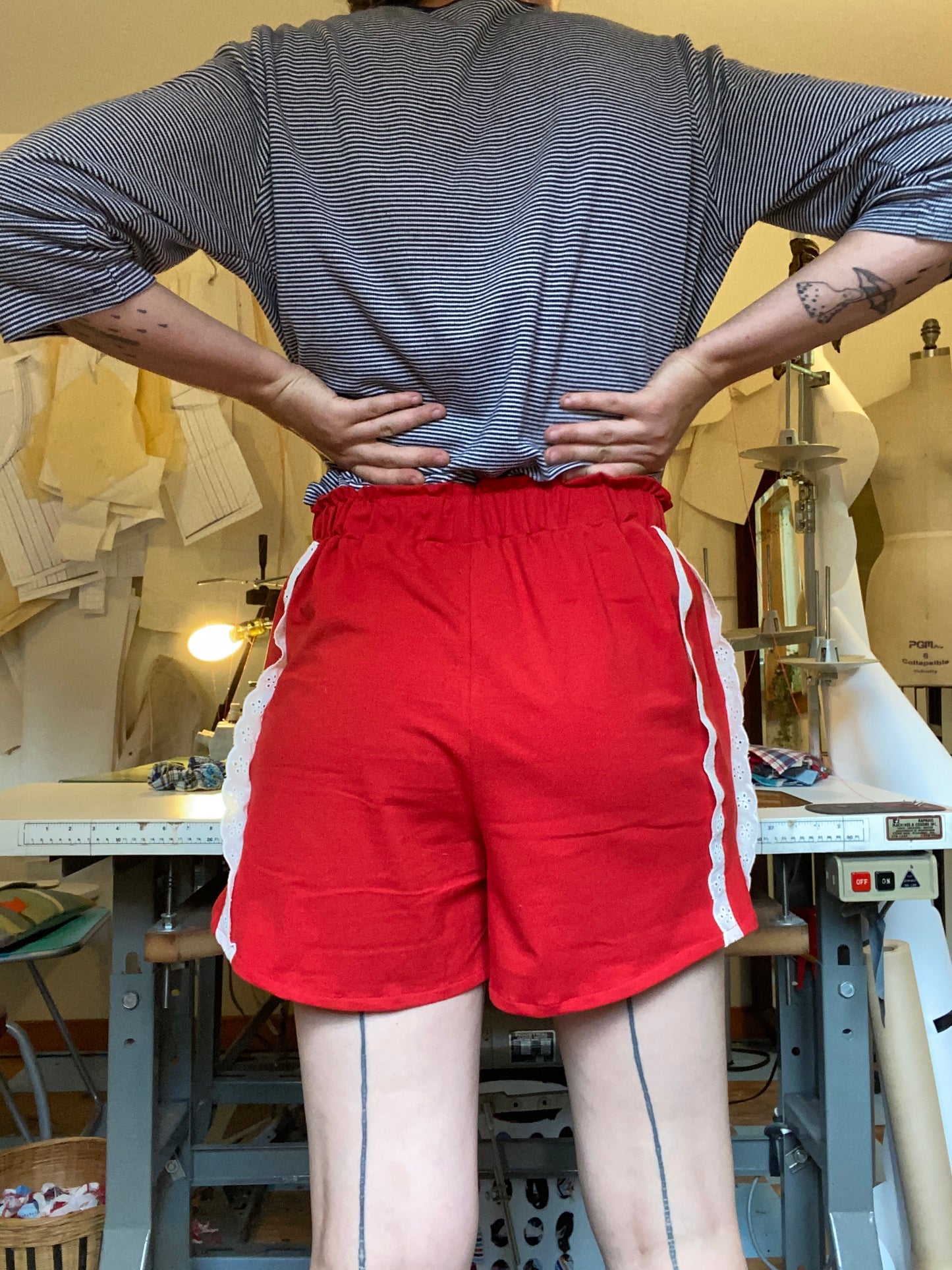 Summer Camp Shorts - Red Jersey + Lace
