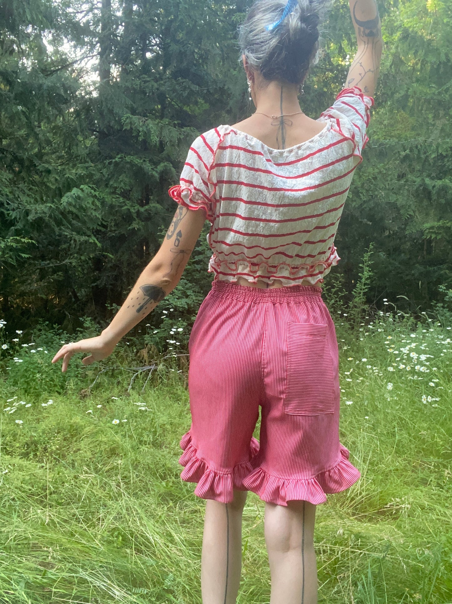 Paris Top - Red Striped Lace