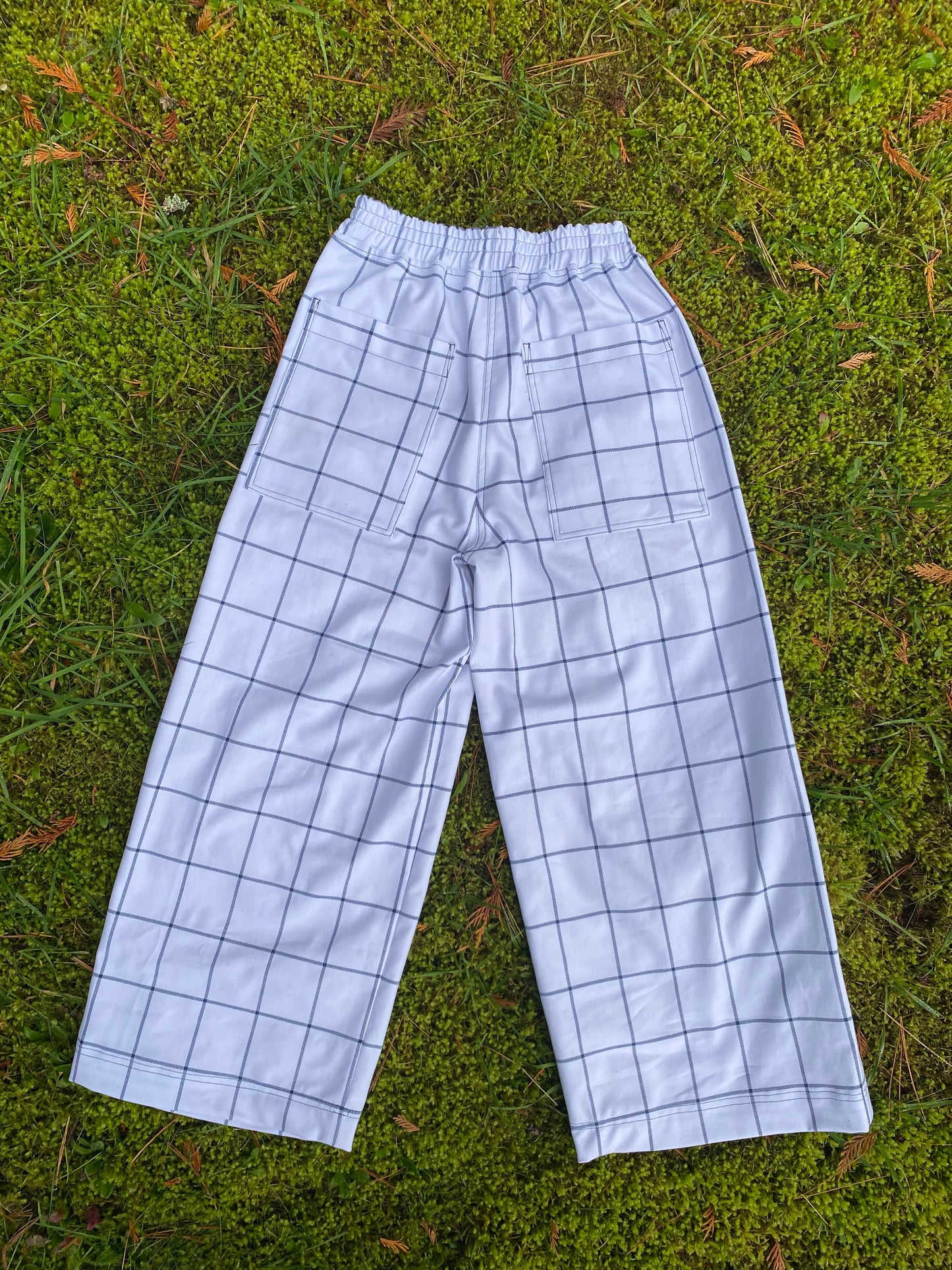 Channing Pant - White Plaid Denim