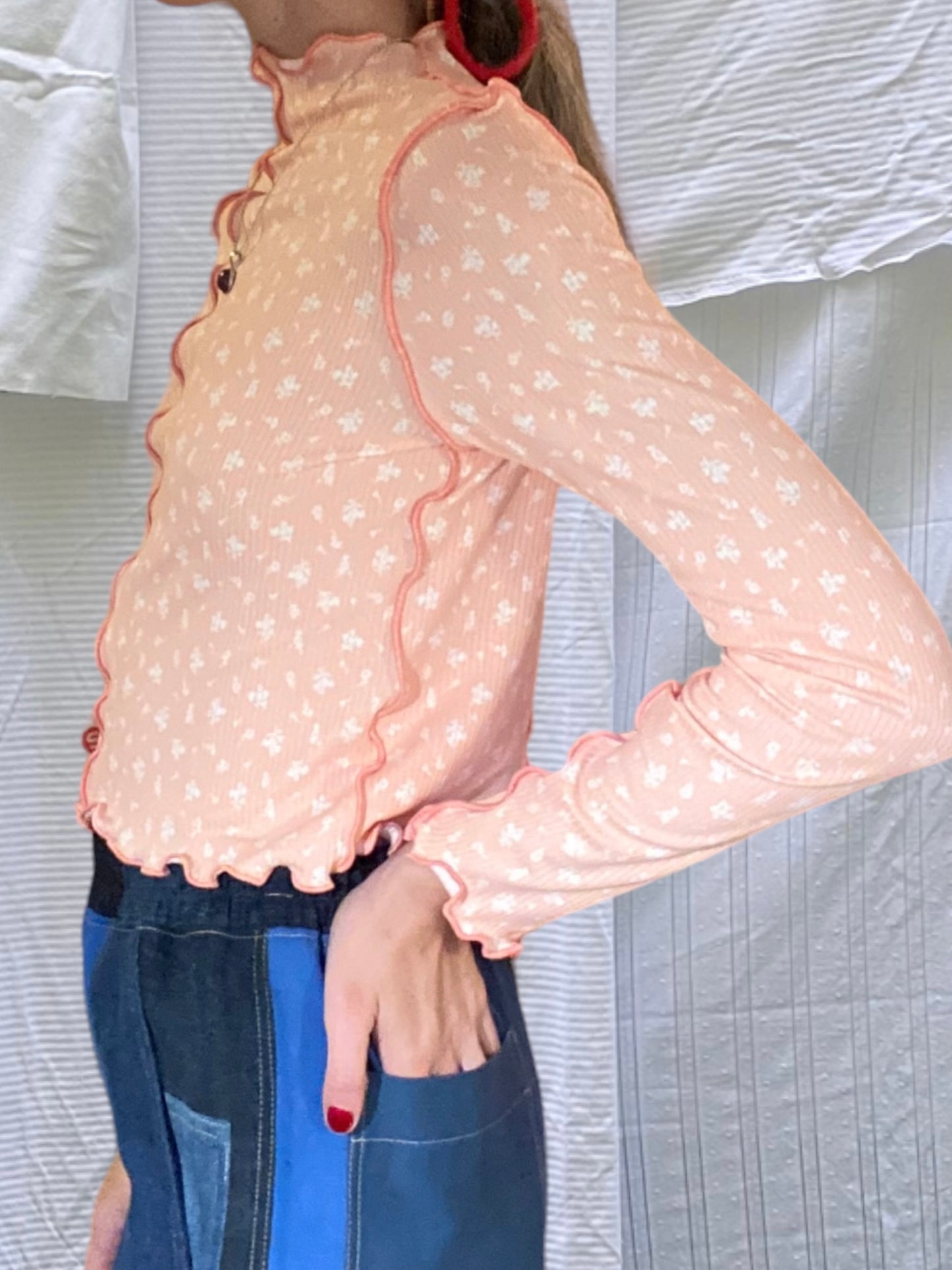 Wiggley Longsleeve - Pink Rose Print