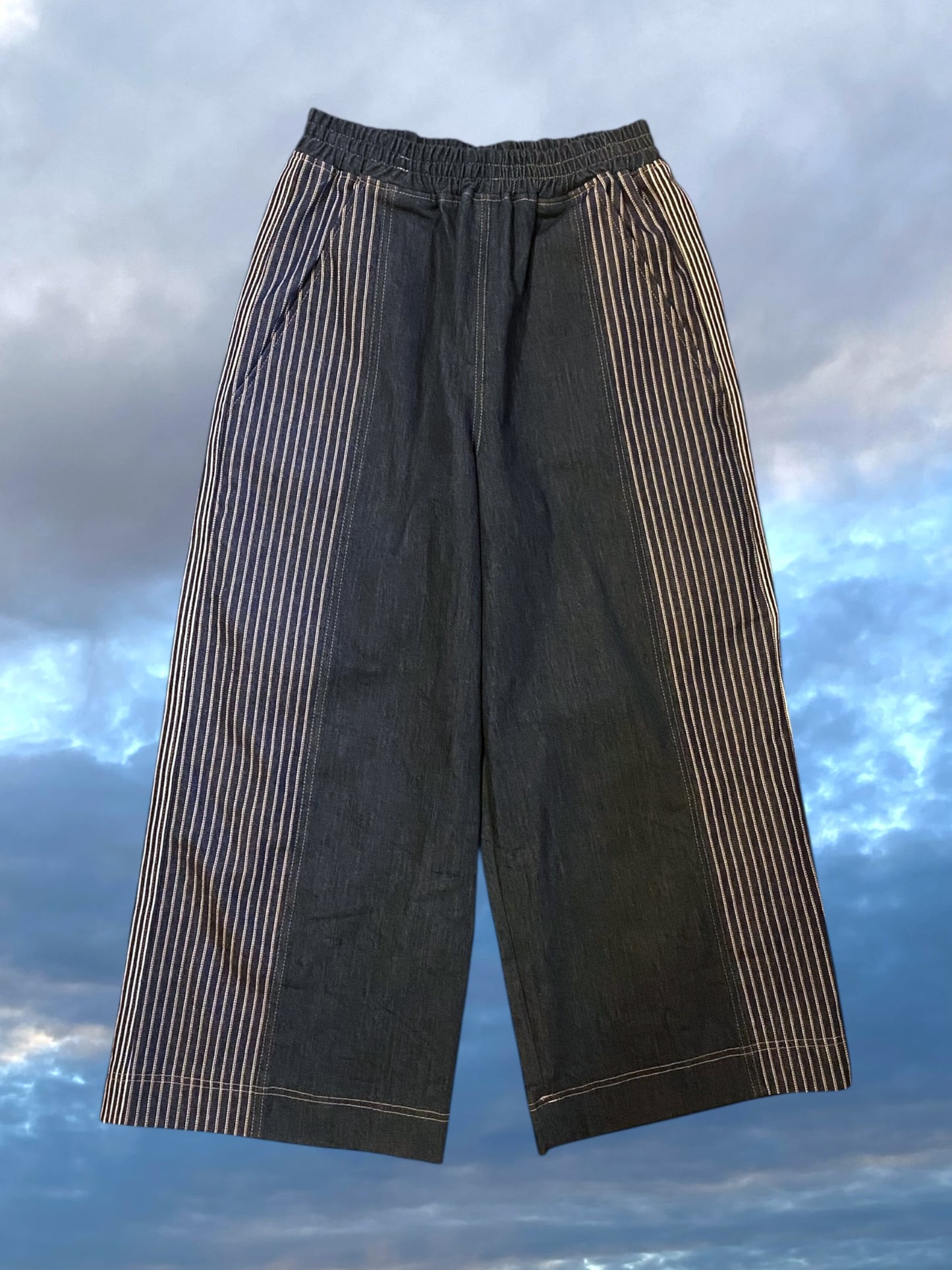 Denim Striped Pants- Medium