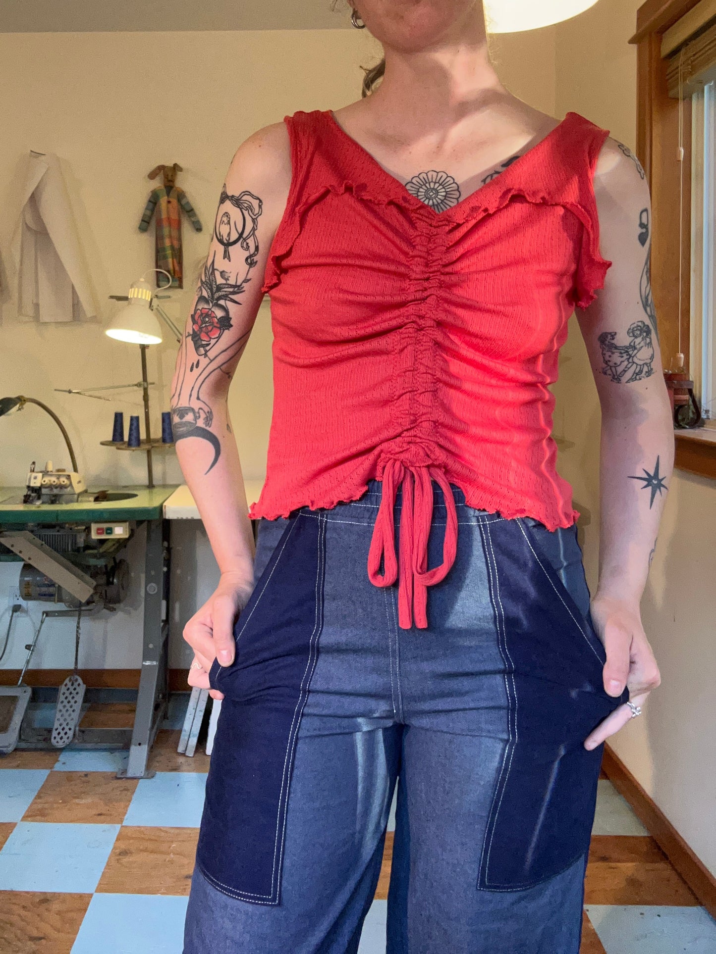 Ruffle Tank - Cherry