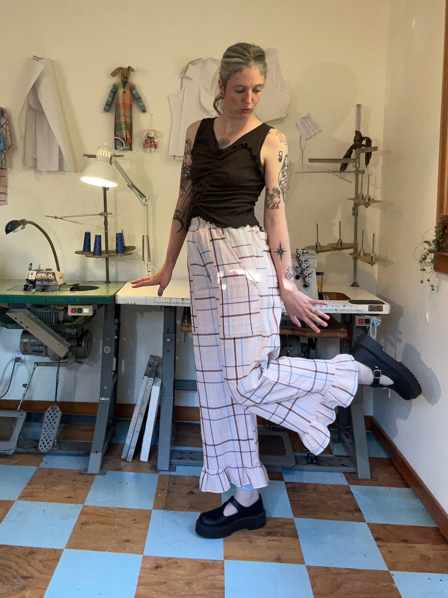 Harlequin Pants - Pink Plaid