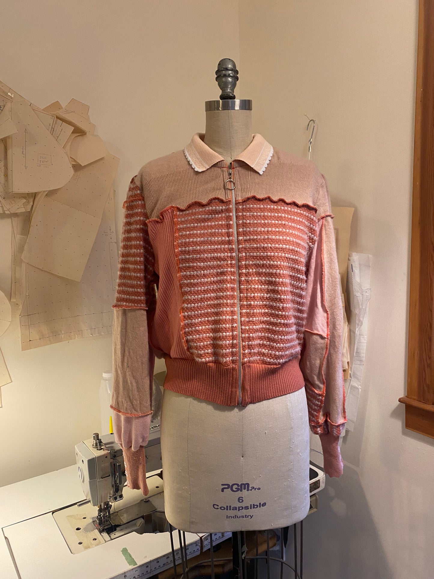 Pink Zip Bunny Sweater - Medium