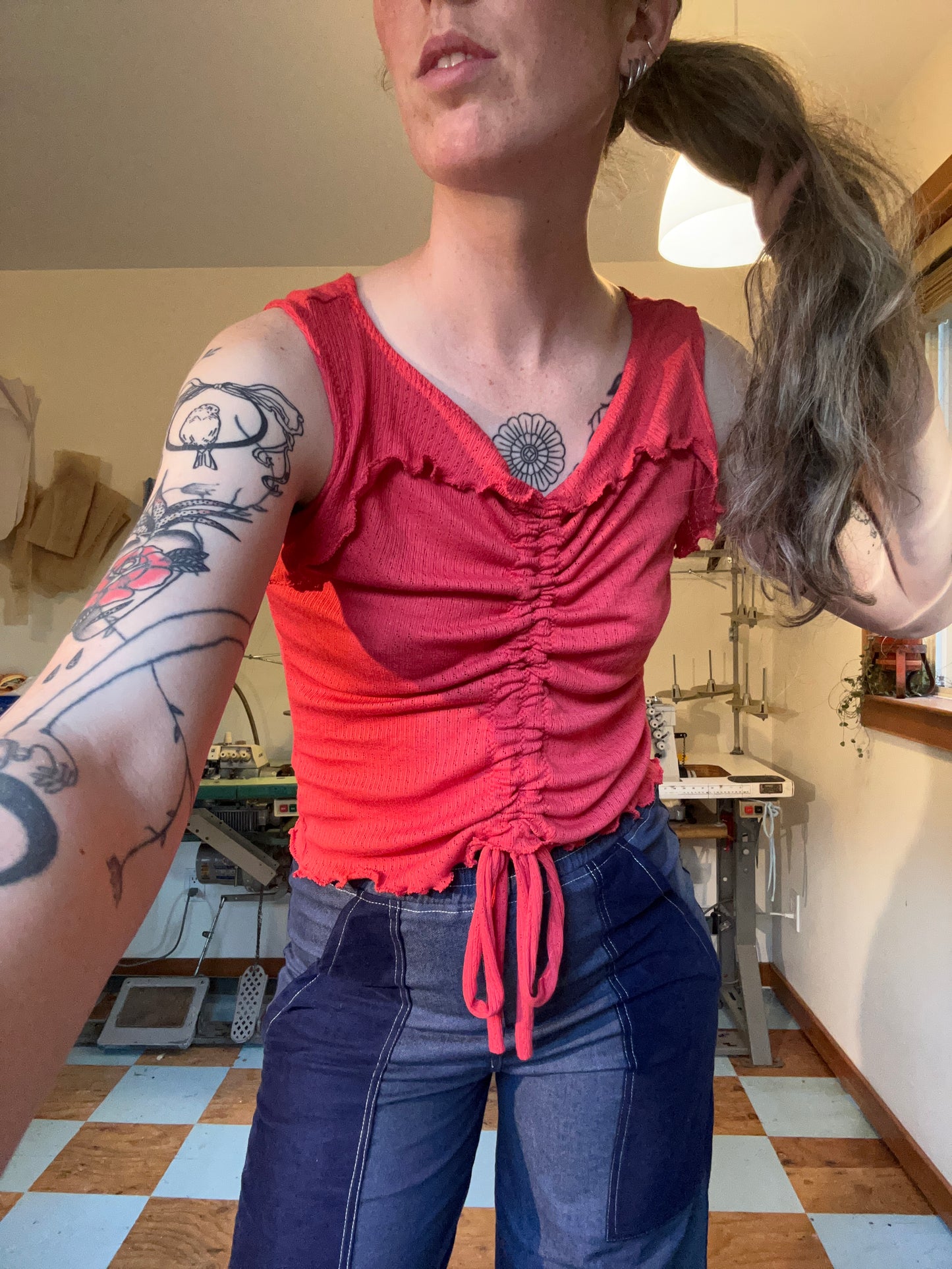 Ruffle Tank - Cherry