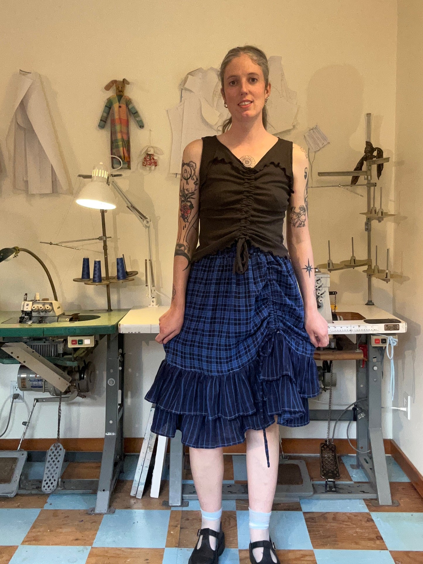 Belle Skirt - Blue Plaid