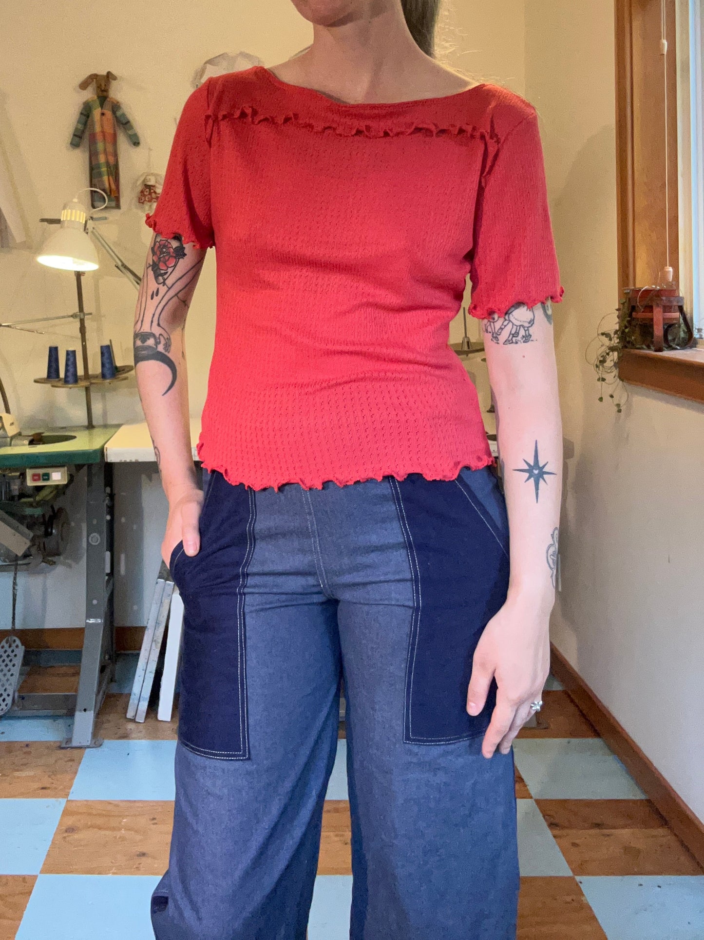 Ruffle Tee - Cherry