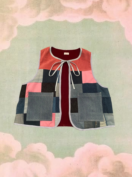 Denim Patchwork Vest - M/L