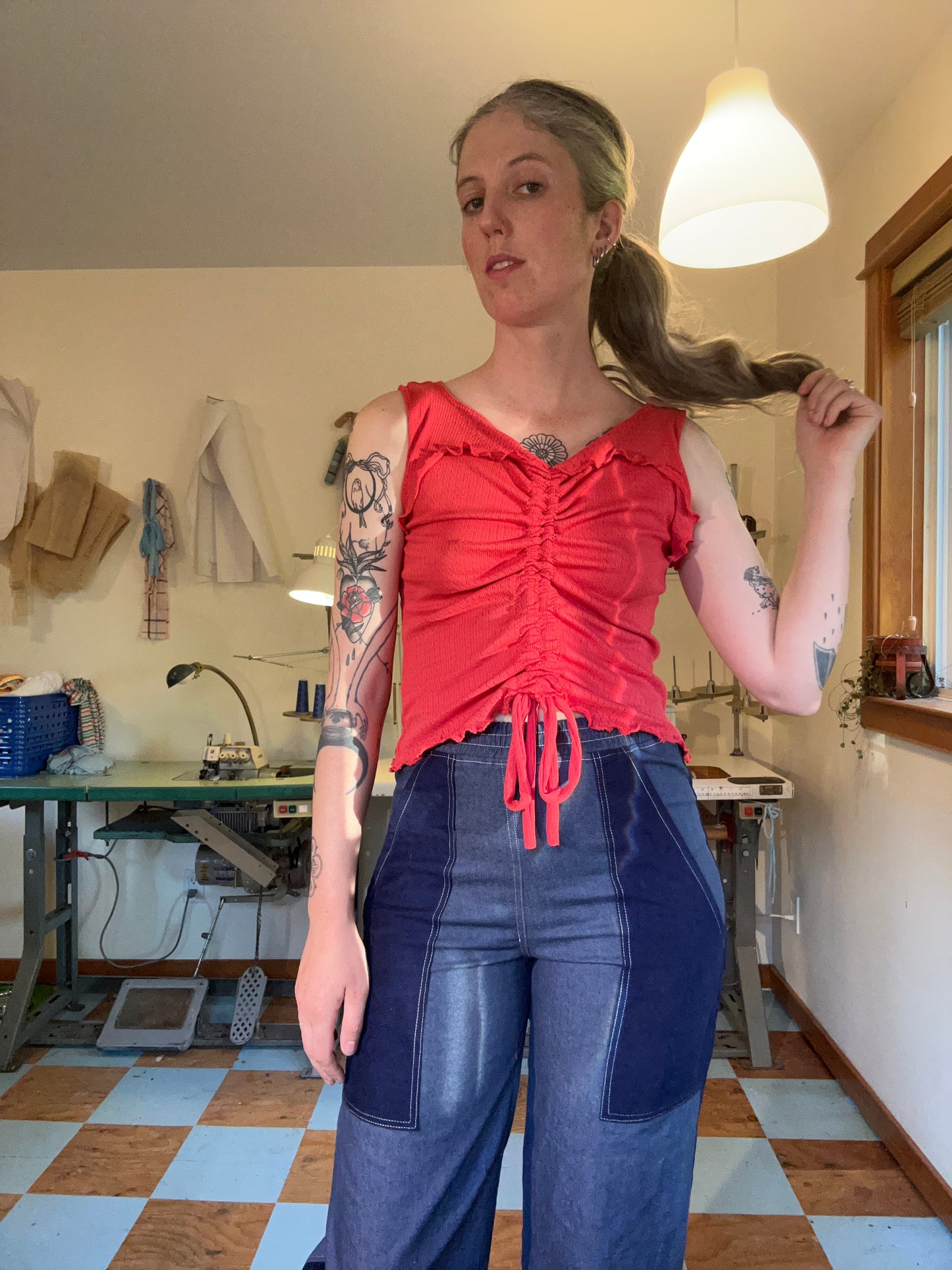Ruffle Tank - Cherry