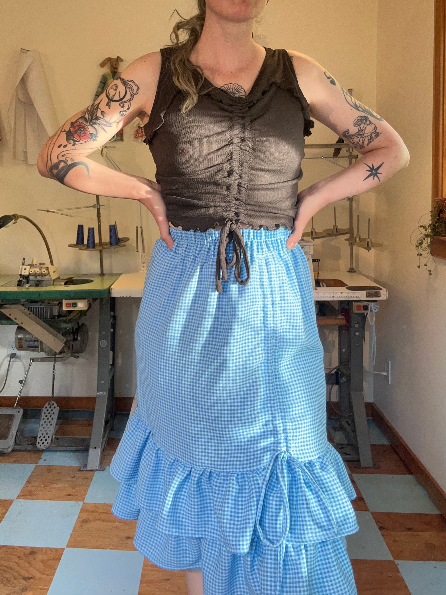Belle Skirt - Turquoise Gingham