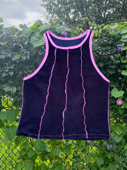 Lily Tank Top - Black Liquorice Corduroy