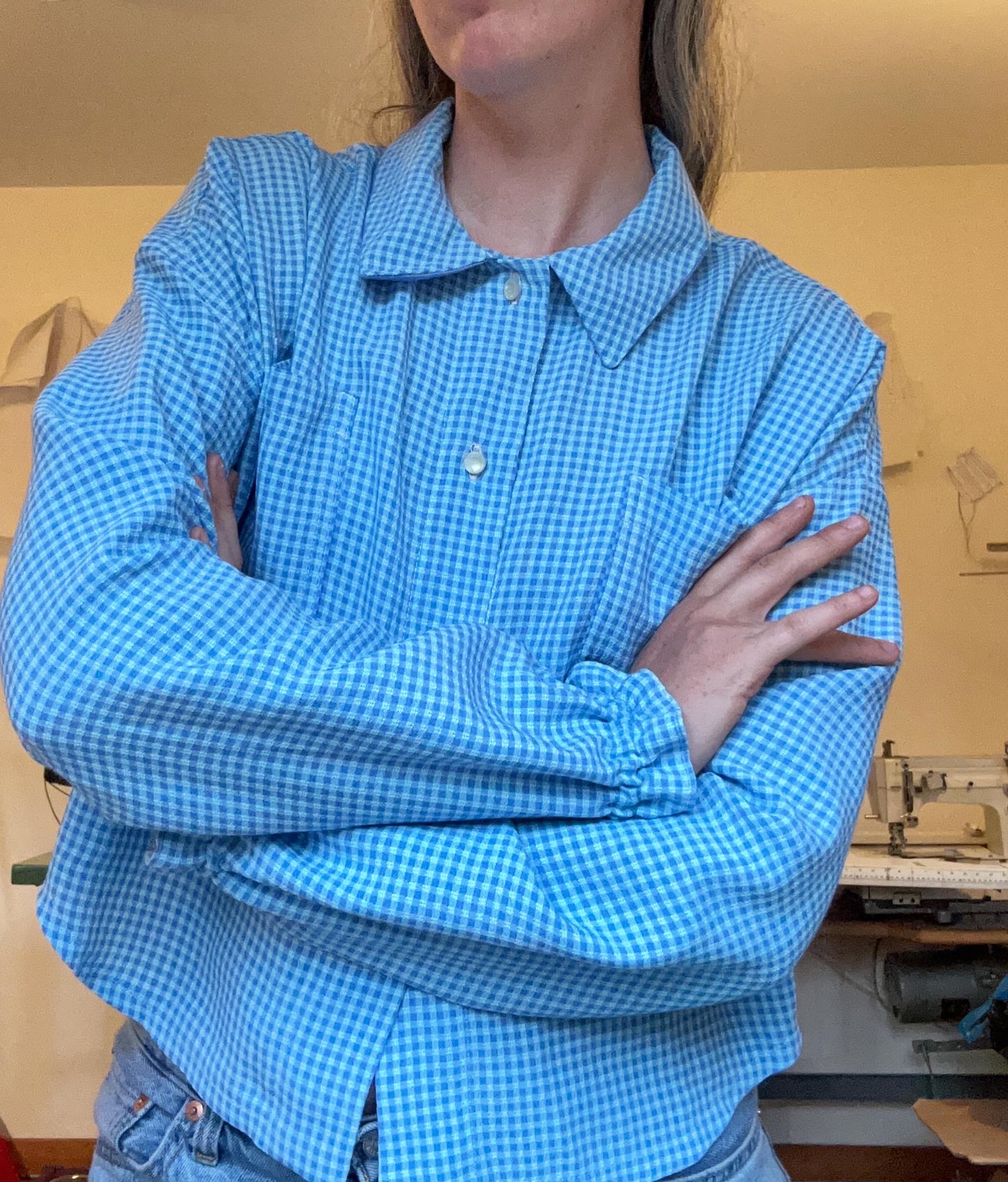 Trapeze Shirt - Turquoise Gingham