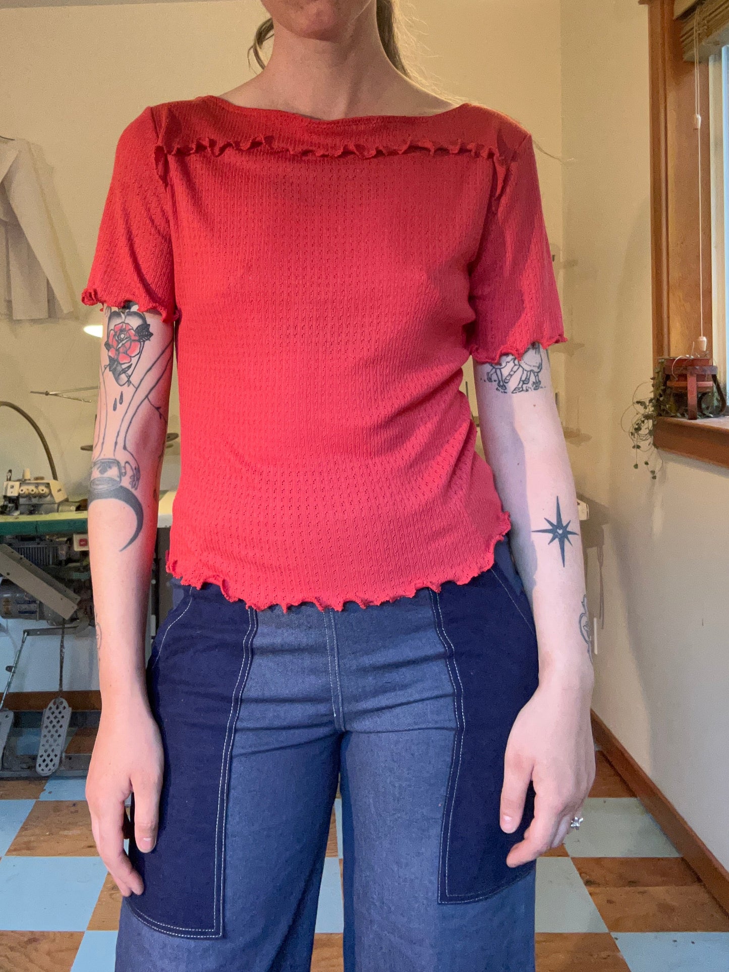 Ruffle Tee - Cherry