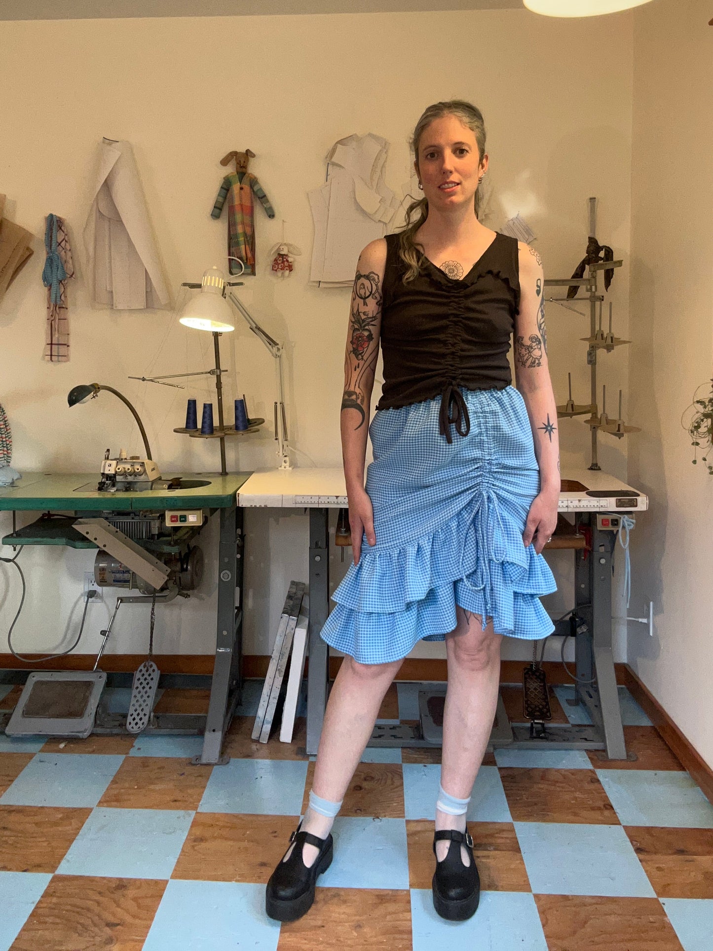 Belle Skirt - Turquoise Gingham