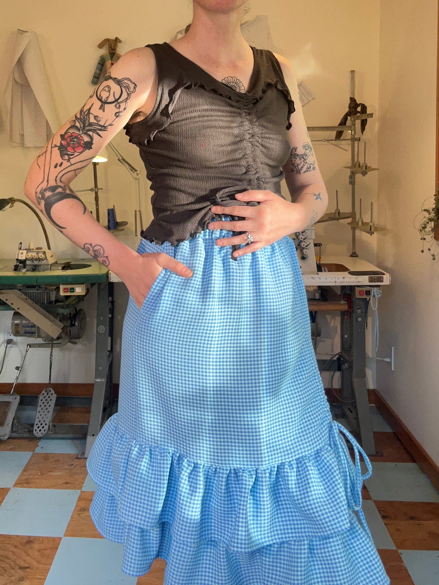 Belle Skirt - Turquoise Gingham
