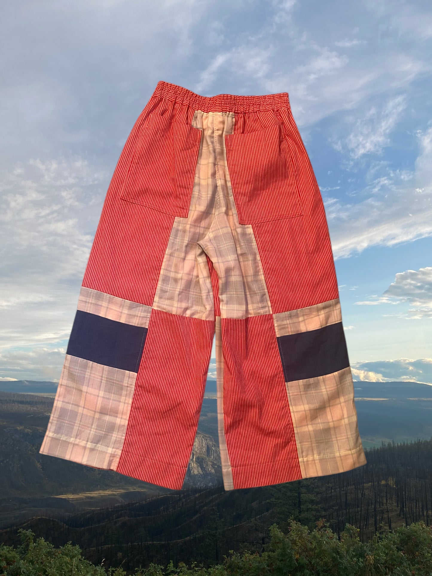 Red Patchwork Pants - Medium