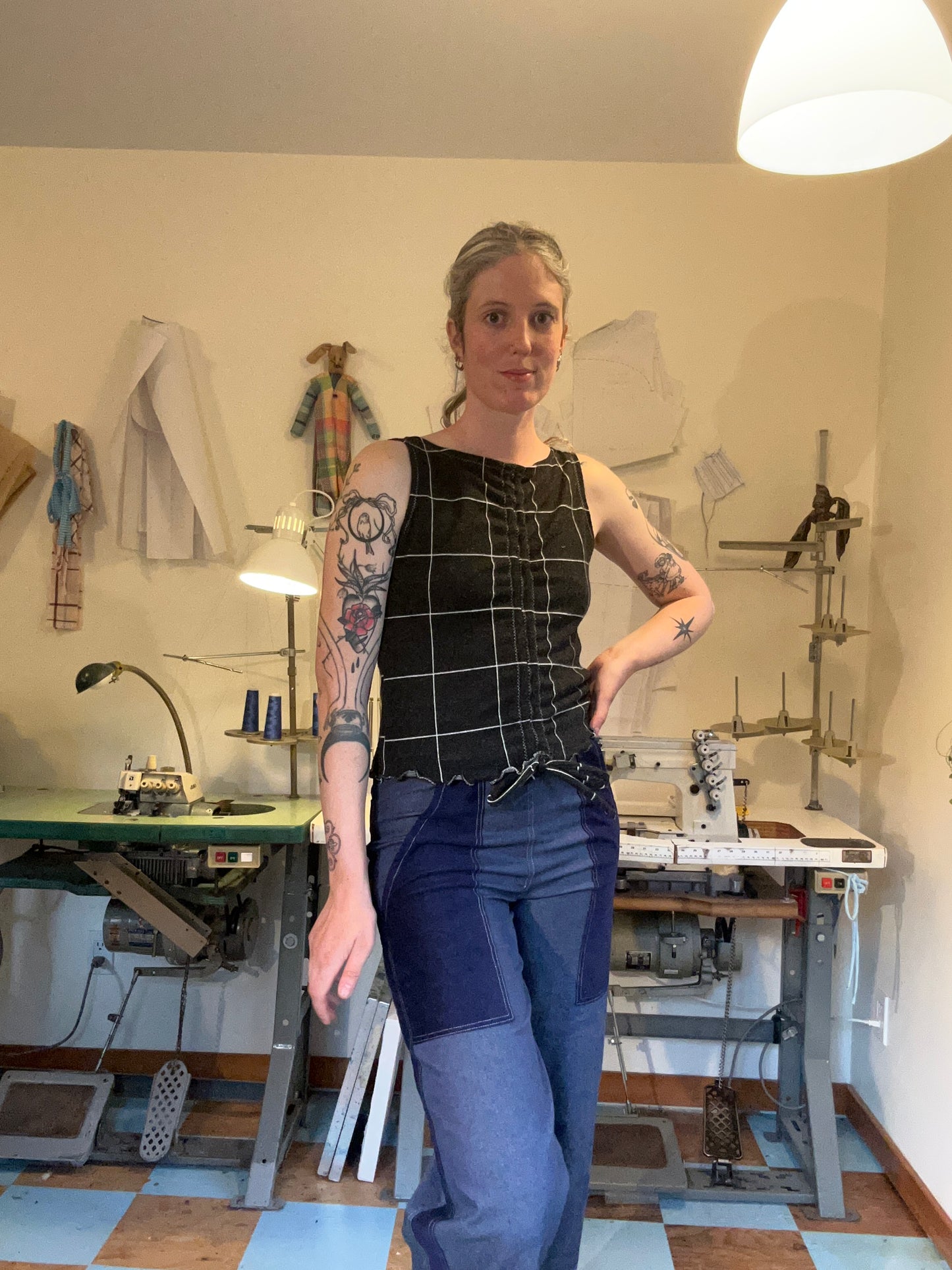 Scrunchie Tank - Windowpanes