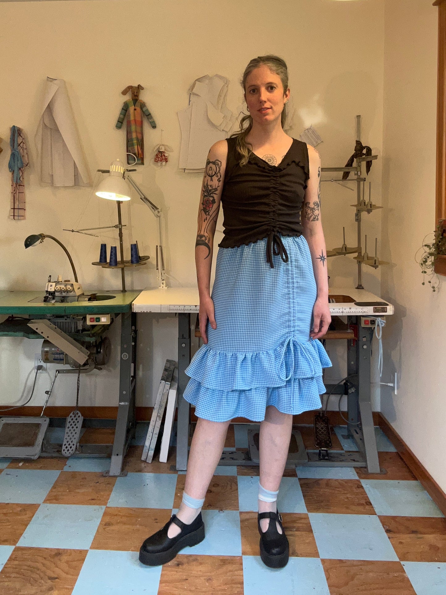 Belle Skirt - Turquoise Gingham