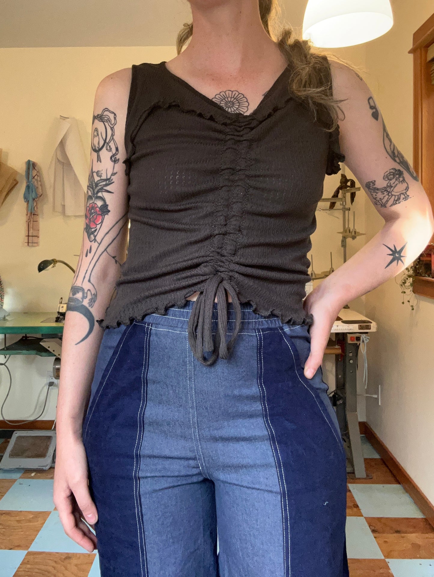 Ruffle Tank - Storm Cloud