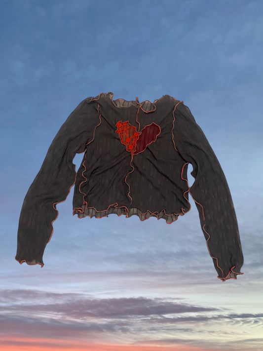 Heart Longsleeve - Grey Mesh