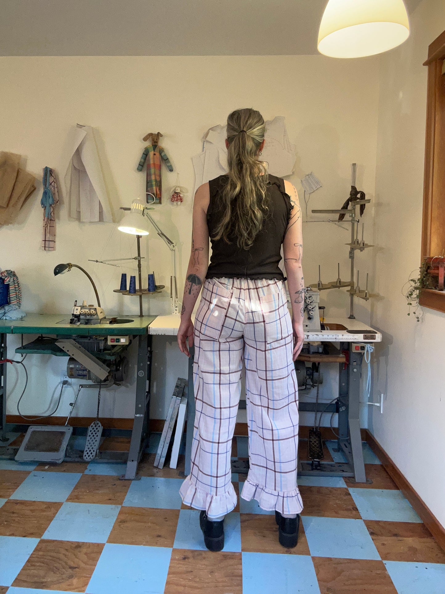 Harlequin Pants - Pink Plaid