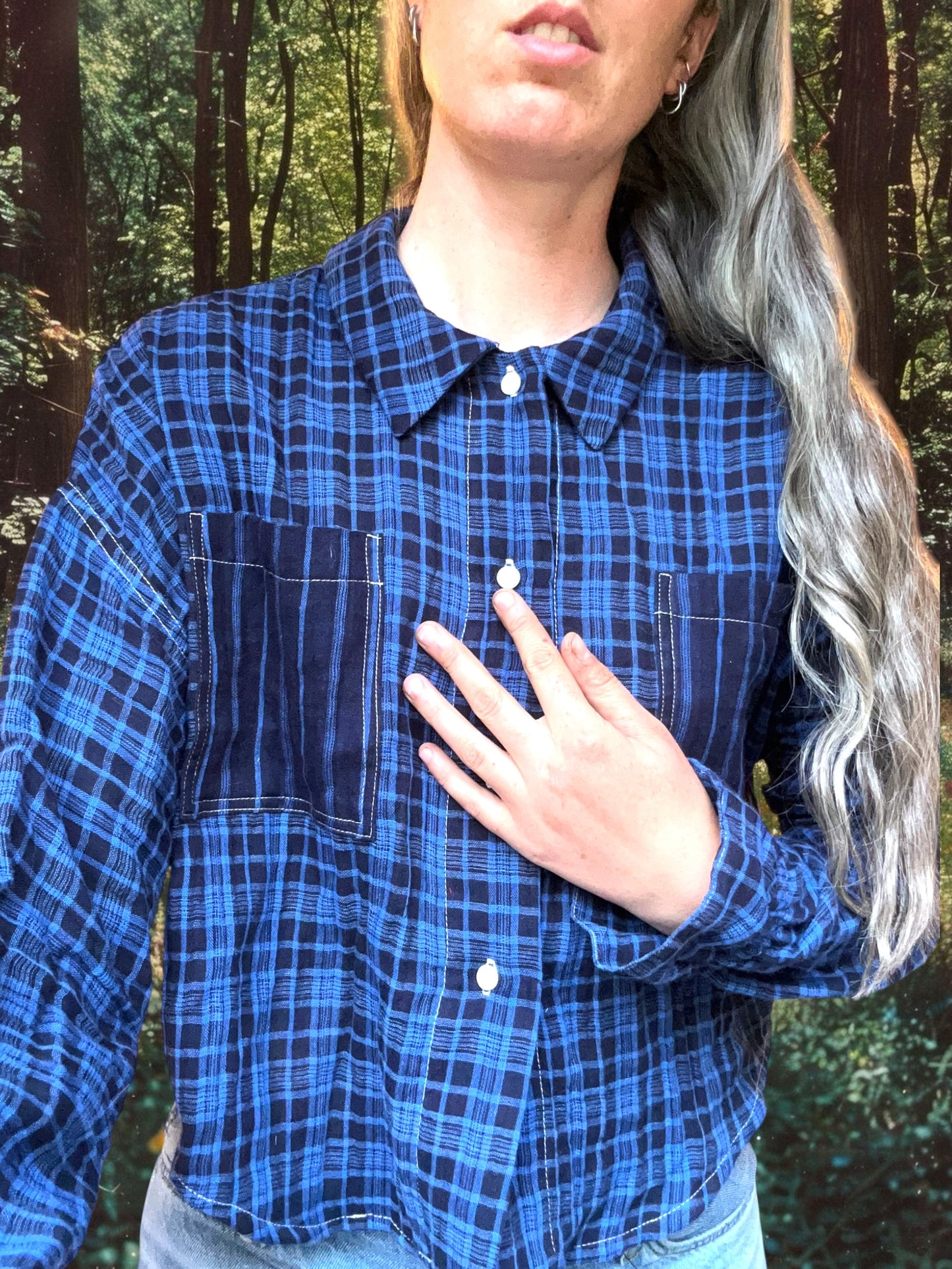Trapeze Shirt - Blue Plaid