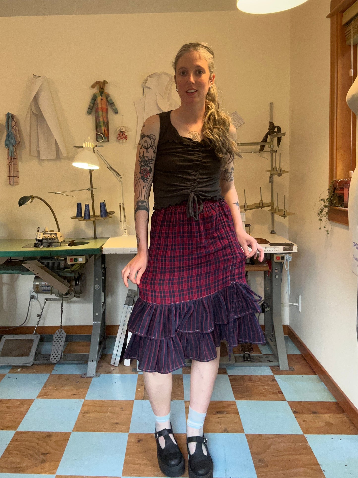 Belle Skirt - Red Plaid