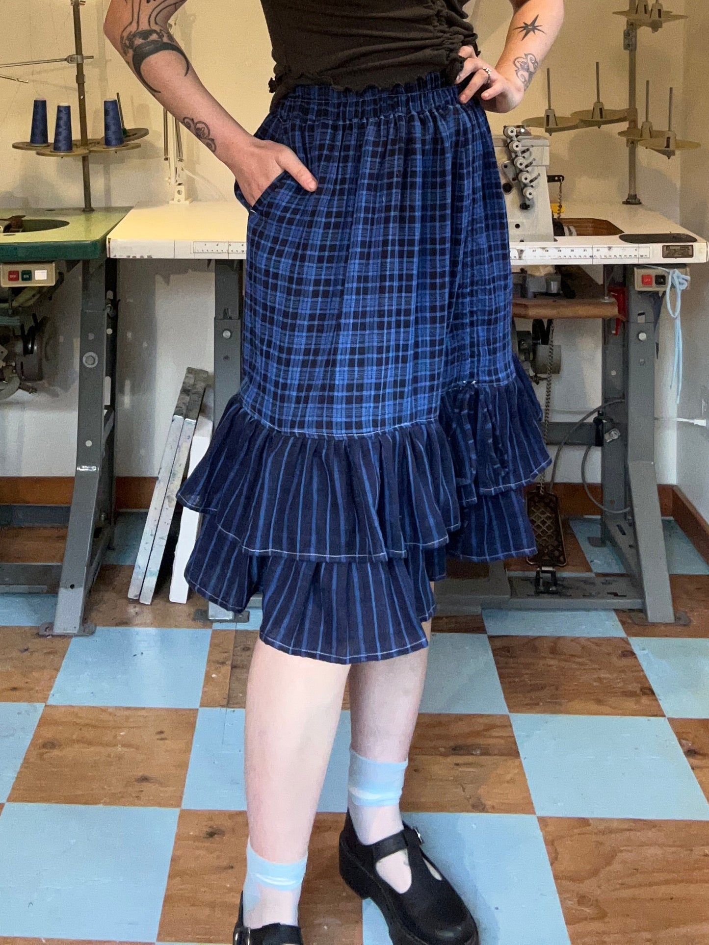Belle Skirt - Blue Plaid