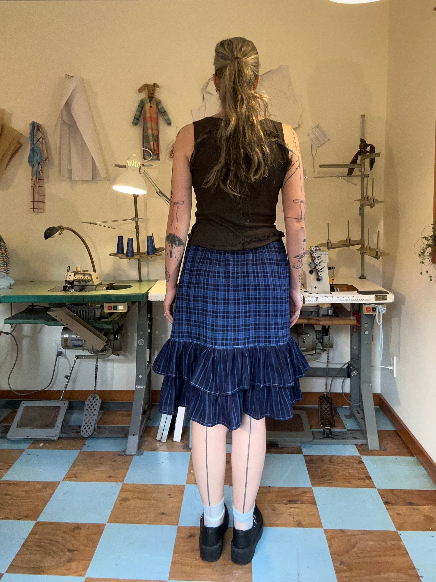 Belle Skirt - Blue Plaid