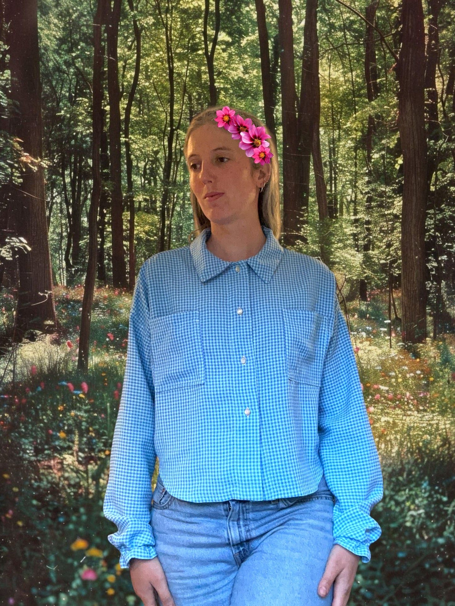Trapeze Shirt - Turquoise Gingham