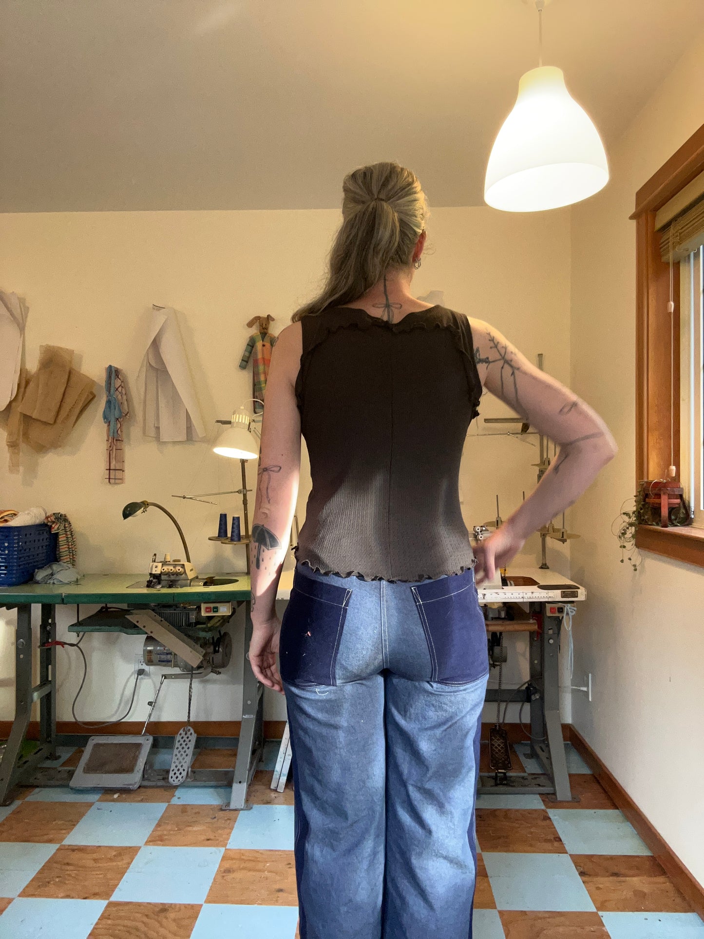 Ruffle Tank - Storm Cloud