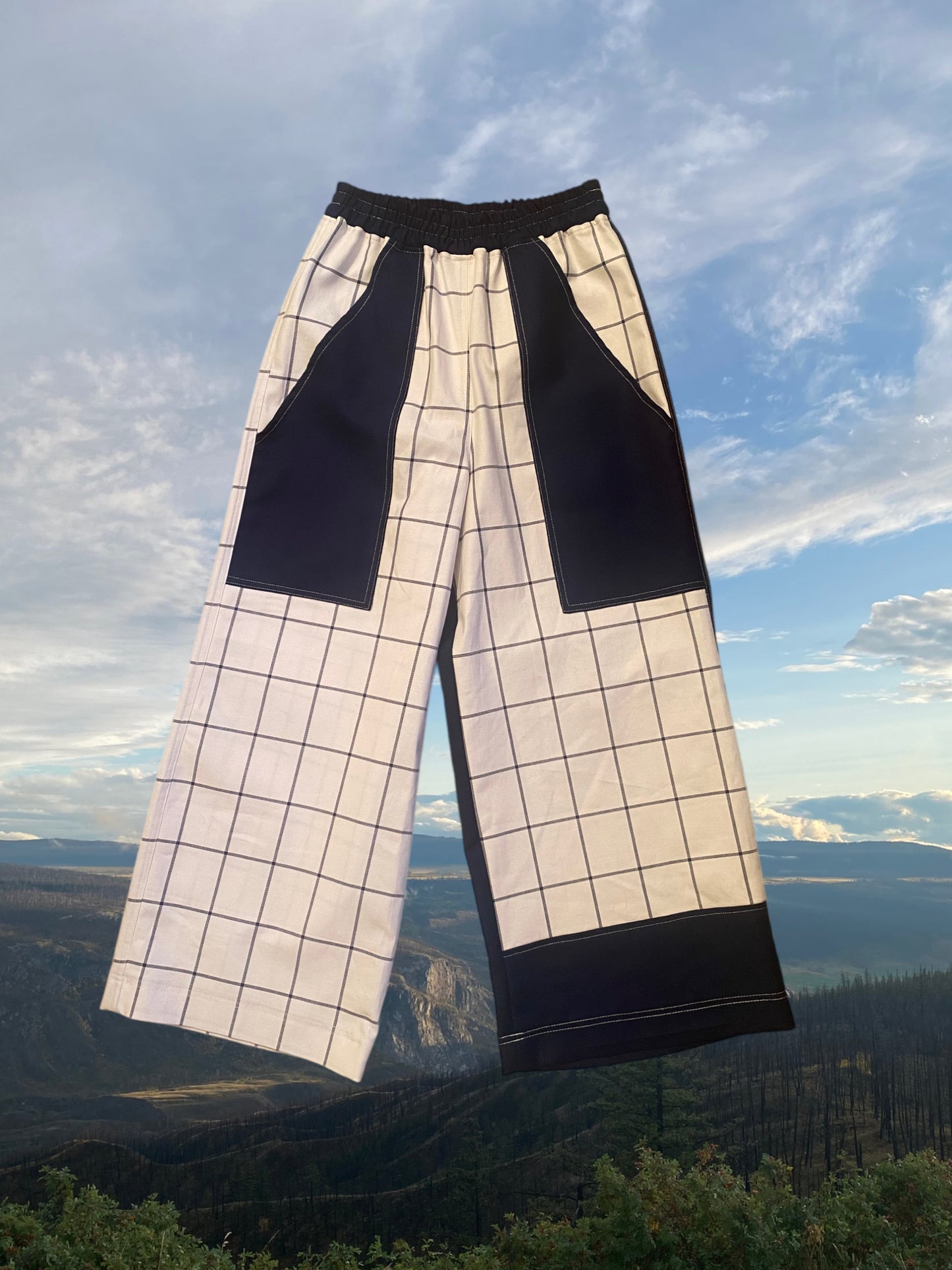 Plaid & Wool Patchwork Pants - Small