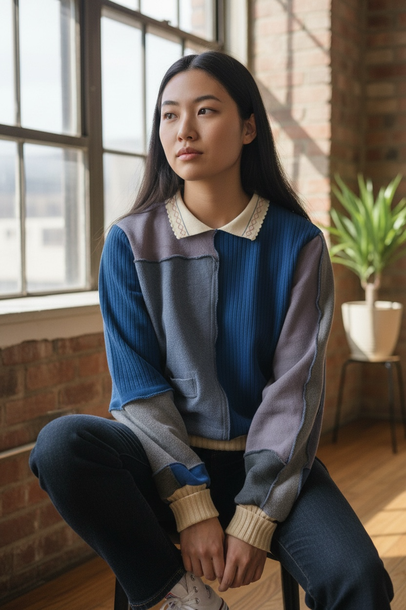 Blue Angora Bunny Sweater - Large