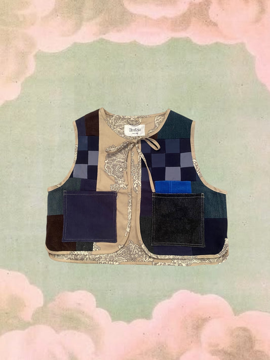 Denim Patchwork Vest - S
