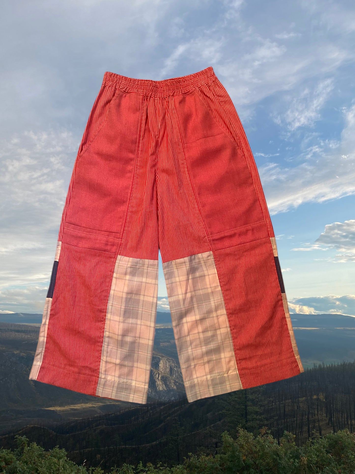 Red Patchwork Pants - Medium