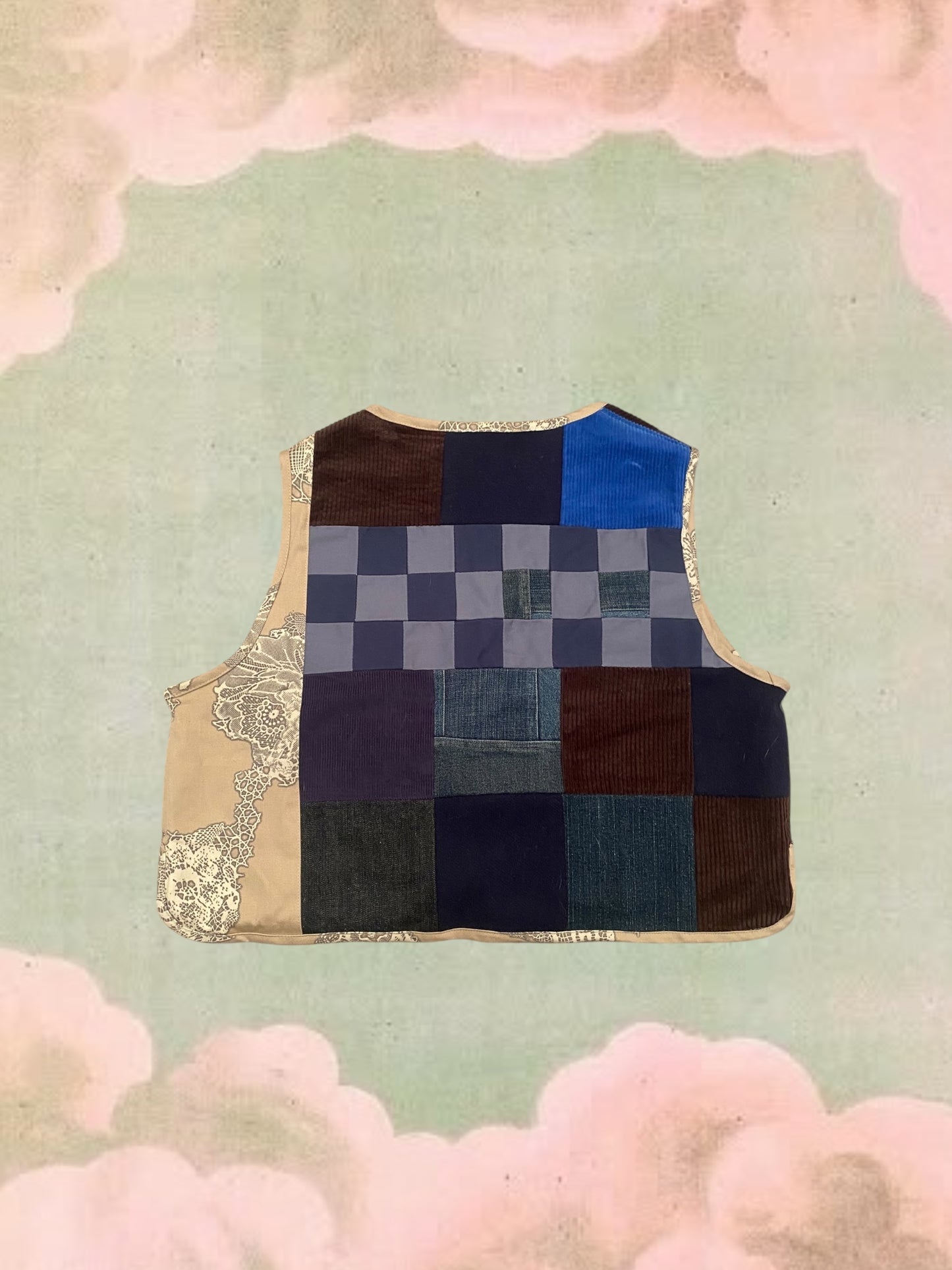 Denim Patchwork Vest - S