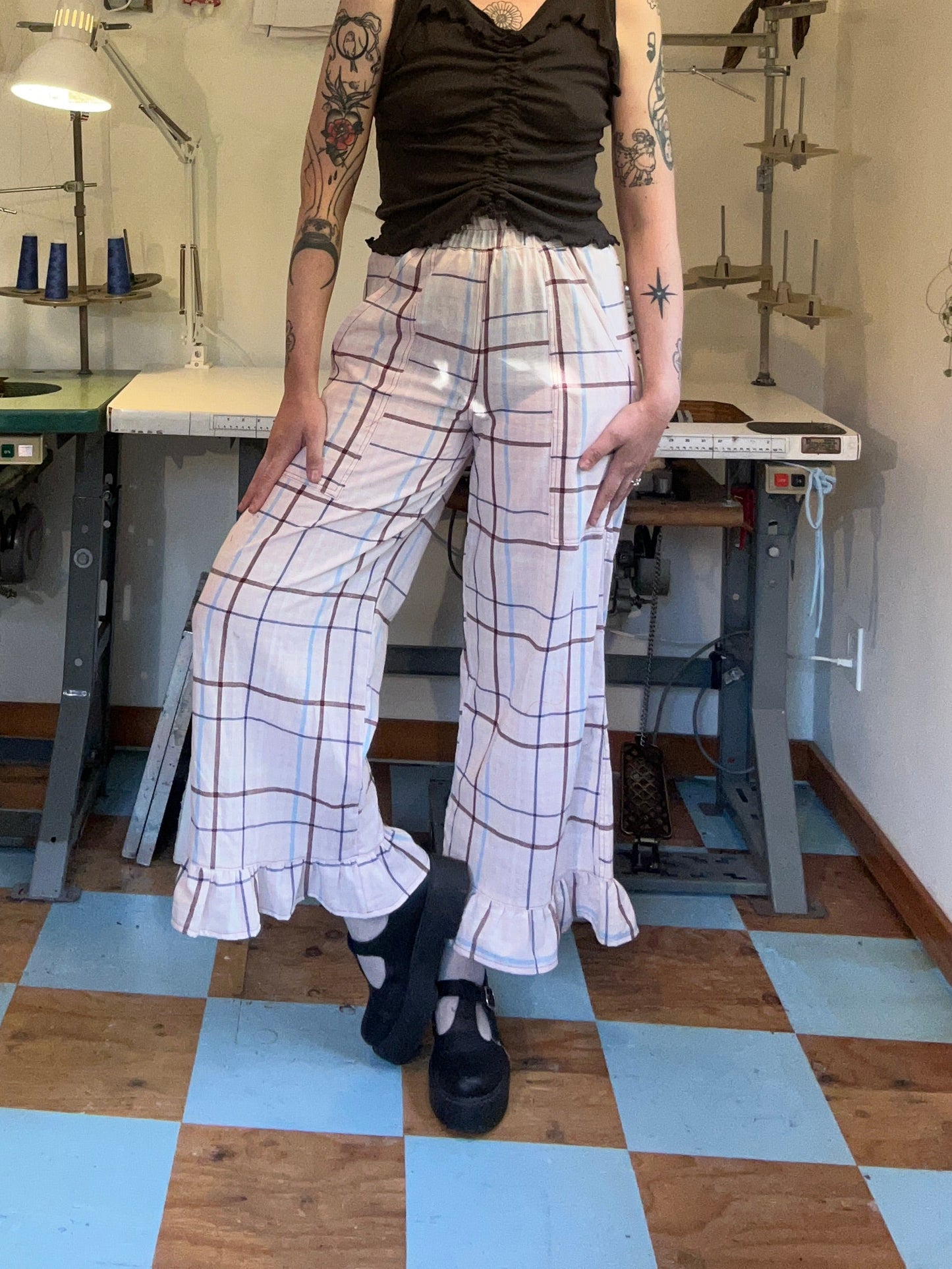Harlequin Pants - Pink Plaid