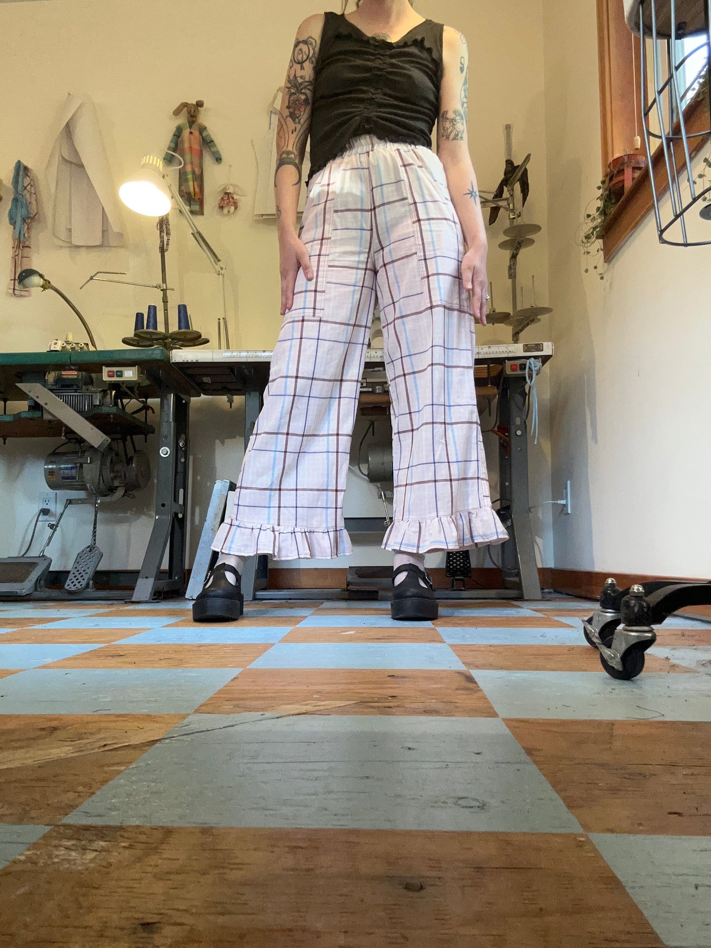 Harlequin Pants - Pink Plaid