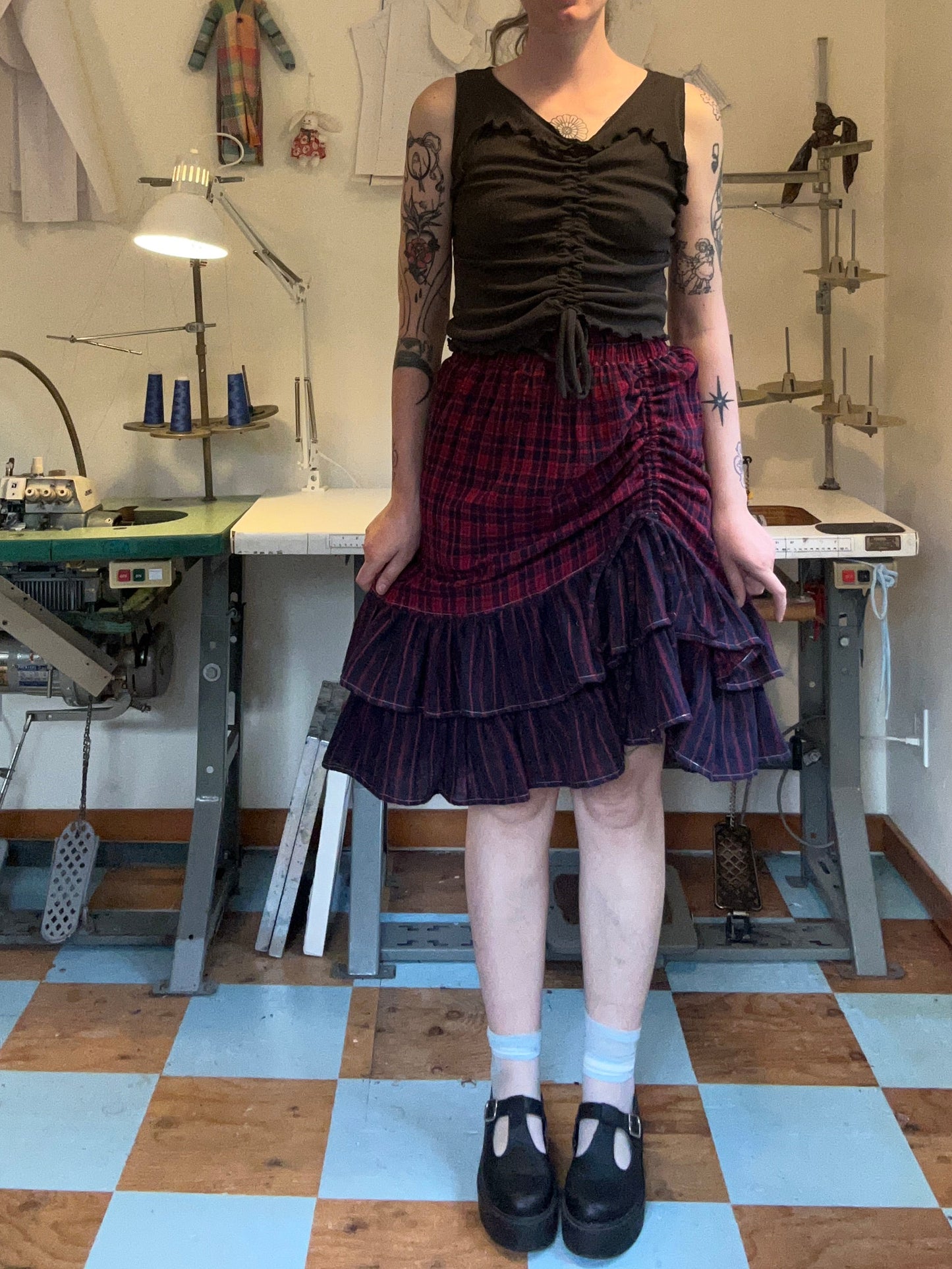 Belle Skirt - Red Plaid