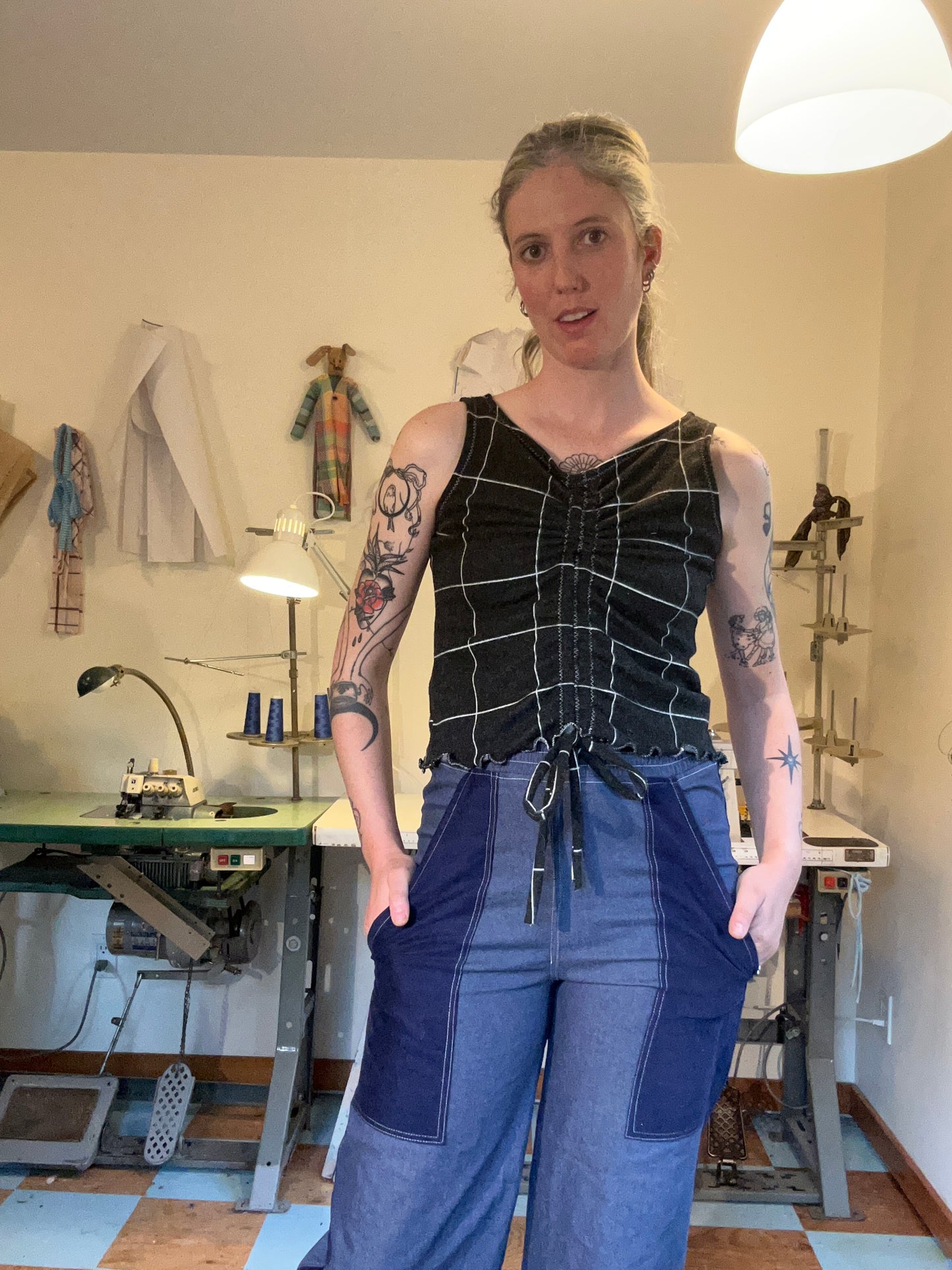 Scrunchie Tank - Windowpanes
