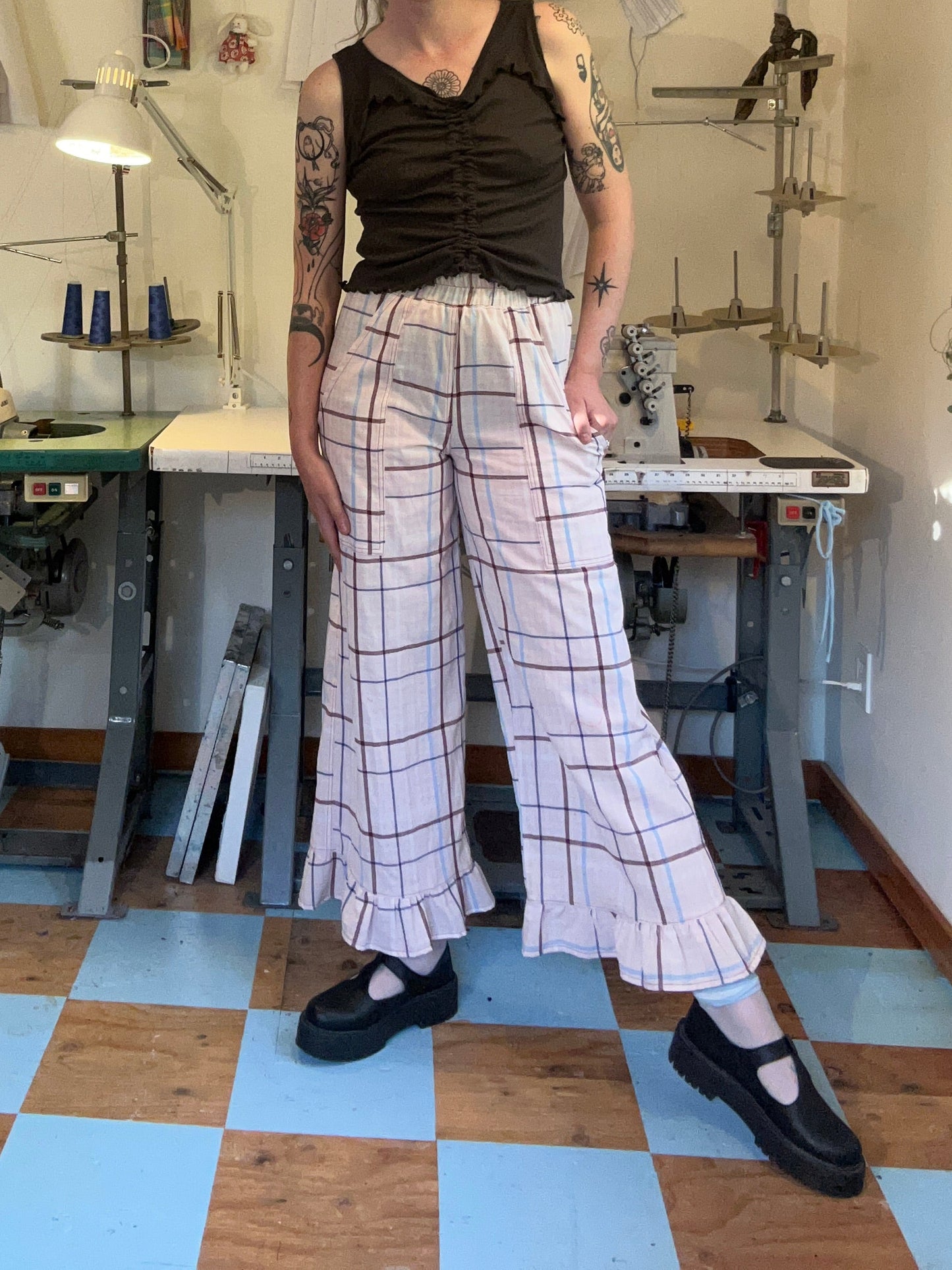 Harlequin Pants - Pink Plaid