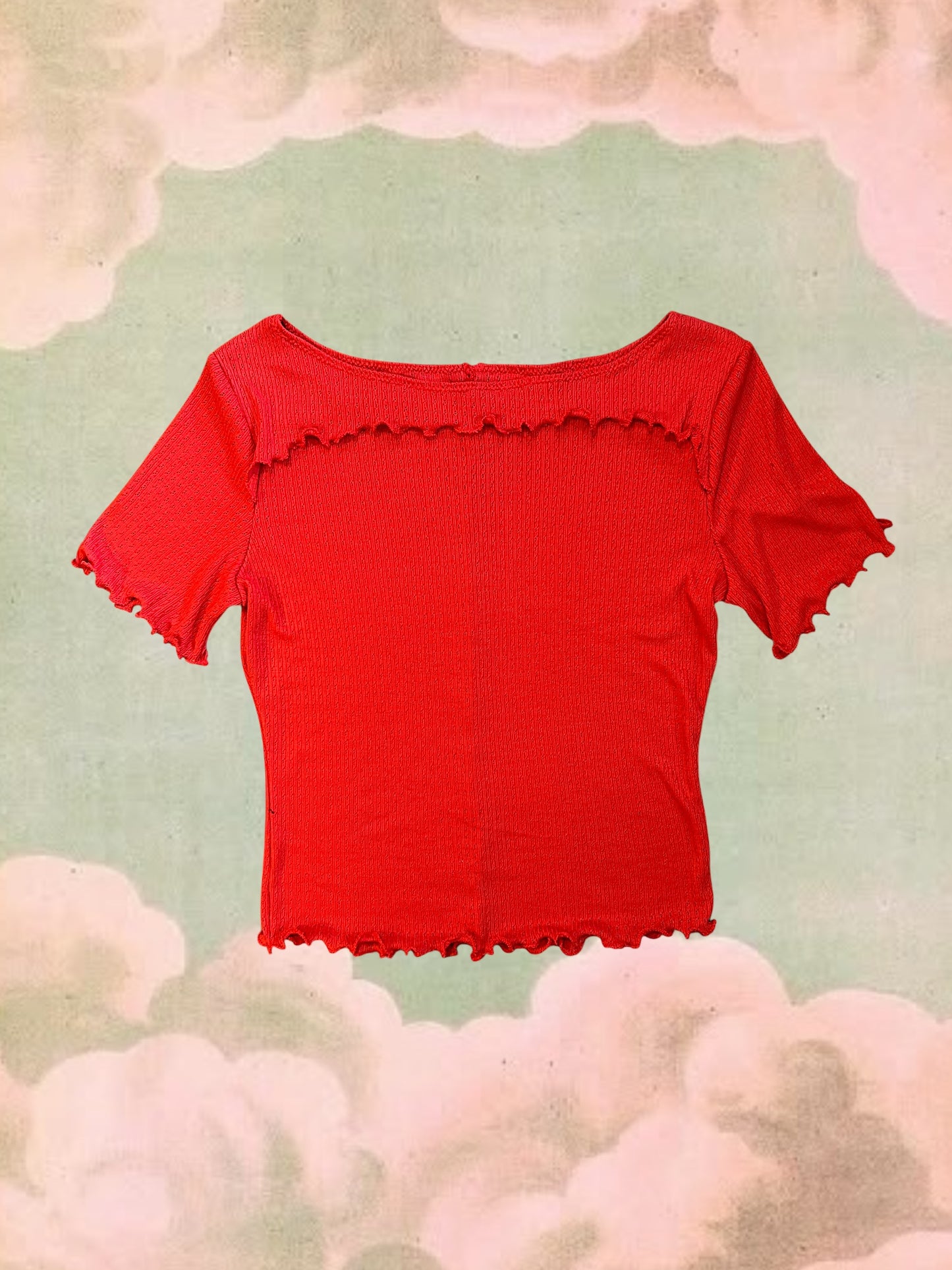 Ruffle Tee - Cherry