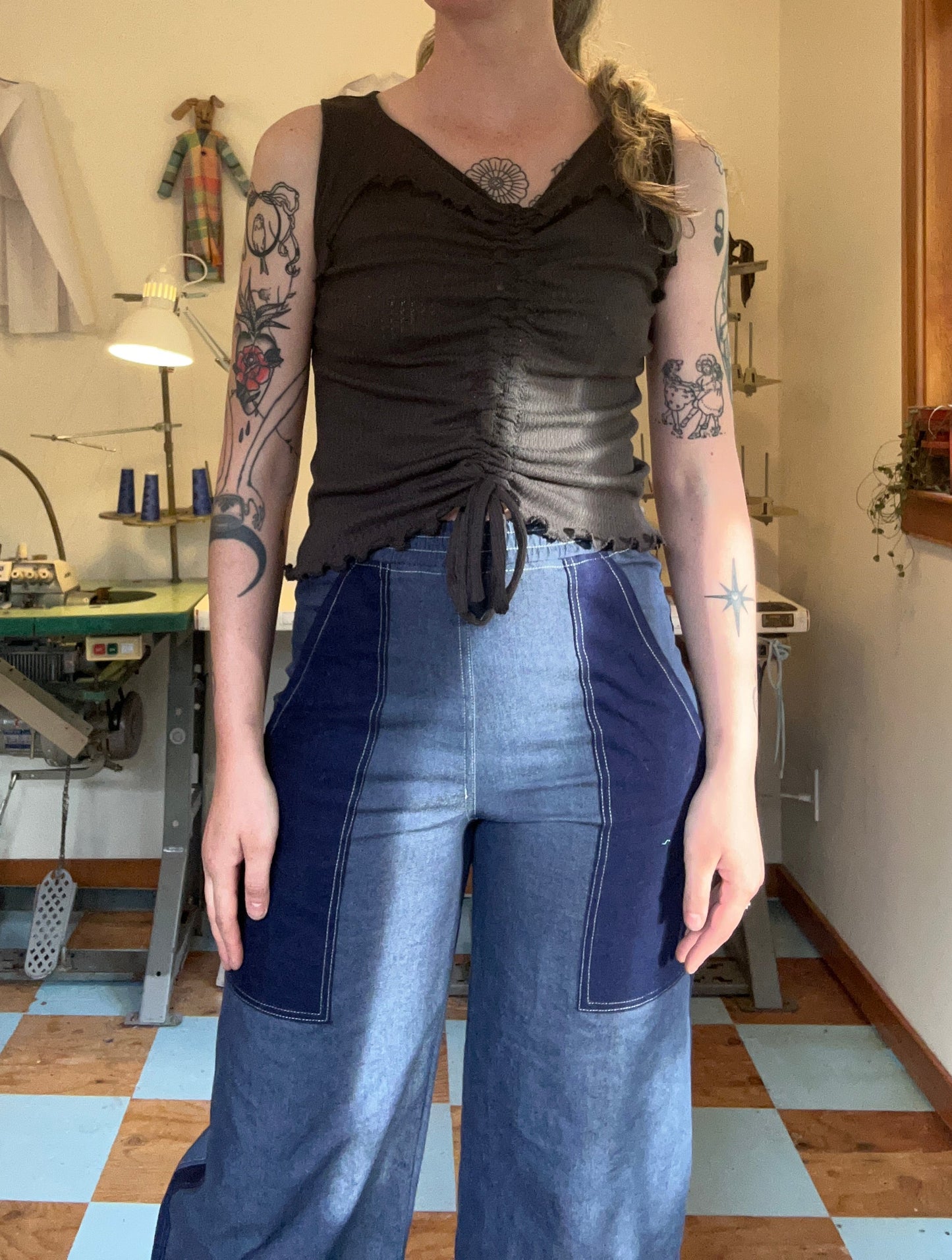 Ruffle Tank - Storm Cloud