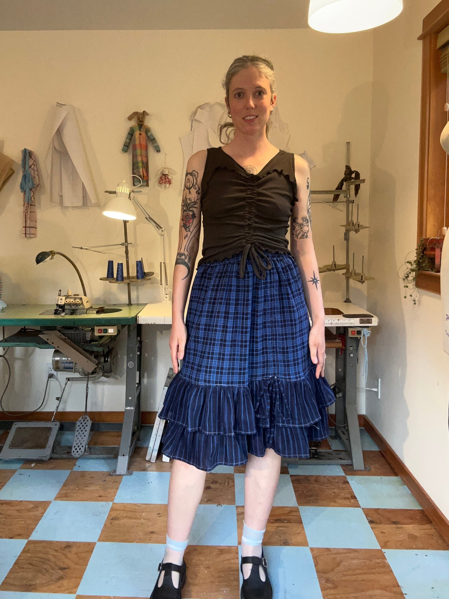 Belle Skirt - Blue Plaid